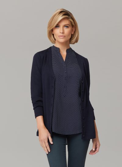 CITY OVERKNIT 2225 Black corporate cardigan with two pockets